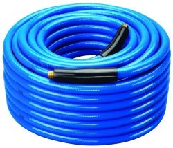 Amflo 554-100A Blue 300 Psi Premium Pvc Air Hose 3 8" X 100' With 1 4" Mnpt End Fittings And Bend Restrictors