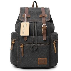 Canvas Backpacks Vintage Rucksack Casual Leather Army Kipling Knapsack 19L Black Grey 220