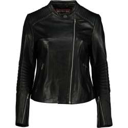 Women's Zara Moto Black Slim Fit 100% Napa Leather Jacket - - 3XL