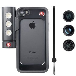Manfrotto Manfrott Klyp+ Deluxe Photo Kit Black Bumper + Smt LED Light + Set Of 3 Lenses For Iphone 5 5S