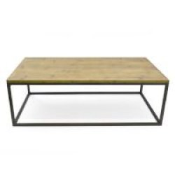 Sarah Jane Industrial Coffee Table With Wooden Top