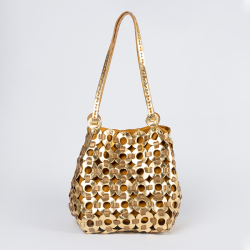 Sadie Gold Basket Shoulder Bag - Gold Leather