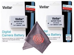 2 Pack Of LP-E8 Vivitar Ultra High Capacity Rechargeable 1300MAH Li-ion Batteries + Microfiber Lens Cleaning Cloth LPE8 Canon LP-E8 Replacement