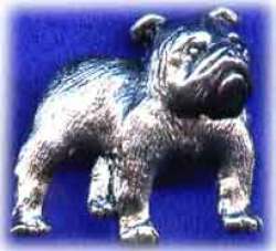 Dog Brooch Silver Plated -- English Bulldog