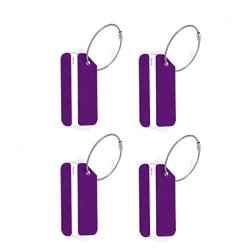 Cho-five Id For Luggage Luggage Id Set Key Identifiers Assorted Size Luggage Tag Metal Aluminum Alloy Luggage Name Tag Lightweight Durable For Travel Purple 4PCS