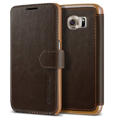 VERUS Samsung Galaxy S6 Premium Leather Wallet Case Coffee Brown