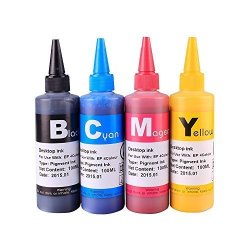 4X100ML Inkuten Premium Pigmented Ink For Hp 932 933 Cis ciss And Refillable Cartridges : Officejet: 6100 6100 - H611A 6600 6700 6700 Premium 7110 - H812A 7610 7612 Printers