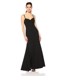 Vera Wang Women's Spaghetti Strap Sweetheart Neck Long Dress With Cutout Back Black 4