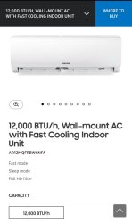 Samsung Split Air Conditioner Unit AR12MQFRBWKN