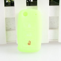 9 Moon Silicone Luminous Remote Flip Key Protecting Key Case Cover Fob Holder 3 Buttons For Vw Volkswagen Green
