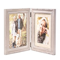 ZingVic Double Folding 6X8 Lightgray Wood Picture Frame With Glass Front - Display Pictures 6X8 Without Mat Or 4X6 With Mat - American Class Style Antiquated
