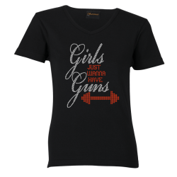Girls Just Wanna Have Guns Rhinestone Shirt - Black