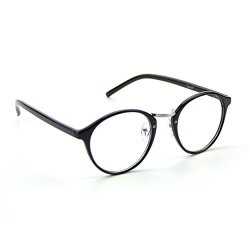 Cyxus Clear Lens Plain Glasses Vintage Retro Fashion Eyewaer For Men Women Unisex Spectaclesn Eyeglasses Frame Retro Black