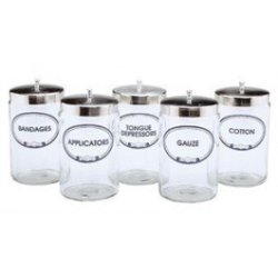 Grafco 3454A Labeled Glass Sundry Jars With Covers - 'cotton' Jar With Cover