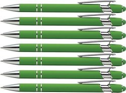 Rainbow Rubberized Soft Touch Ballpoint Pen With Stylus Tip Is A Stylish Premium Metal Pen Black Ink Medium Point. Green