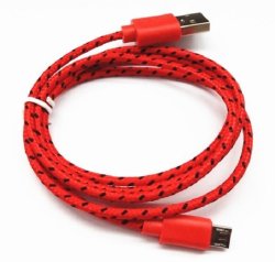 Charge & Sync USB Braided Cable For Samsung Nokia Sony & Blackberry-red
