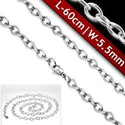 L-60CM W-5.5MM Stainless Steel Lobster Claw Clasp Oval Link Chain - CZO265