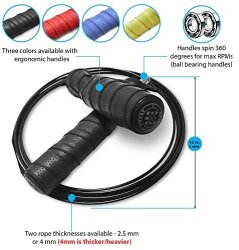 Fast Speed Jump Rope No Slip Grip Ball Bearing Handles Adjustable Thin Weighted Wire Cable By Sweatgear Boxing Crossfit Wod Martial Arts Weight Loss