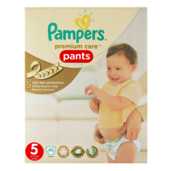 Pampers Premium Care Junior Size 5 40 Pants Mega Pack & Baby Wipes 2 x 56