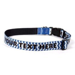 Chevron Blueberry Personalized Dog Collar - Large 1" Wide 18-26" Long