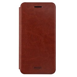 Nokia 8 Flip Cover Case - Classical Built Steel Flake Pu Leather Folio Case Cover Stand Transparent Bottom Shell For Nokia 8 - Brown