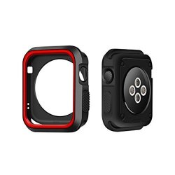 Gertong Armor Apple Watch Case 38MM With Resilient Shock Absorption For Apple Watch Series 3 2 1 And Nike Sport Edition Black And Red
