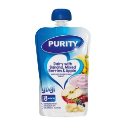 Purity Pouch Dairy With Banana Mixed Berries & Apple 110ML From 6 Months