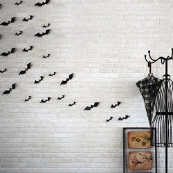 PHOTNO 12PCS Black 3D Diy Pvc Bat Wall Sticker Decal Home Halloween Decoration