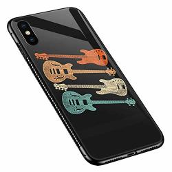 Iphone XS Case Colorful Bass Guitar Iphone X Cases Pattern Design Shockproof Non-slip Tempered Glass Case For Apple Iphone X xs