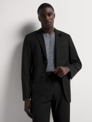 Men&apos S Slim Check Black Suit Jacket