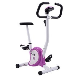 Superbuy Goplus Upright Exercise Bike Magnetic Stationary Cycling Fitness Cardio Aerobic Equipment White + Purple