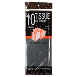 Tissue Paper - Tissue Gift Wraps - Black - 50CM X 66CM - 10 Sheets - 6 Pack