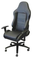 Reclinable Racing Office Chair - Black Polyeurethane