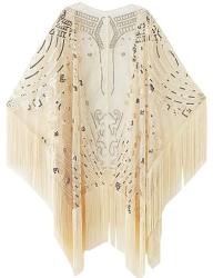 Babeyond 1920S Sequin Beaded Shawl Wraps Fringed Evening Cape Scarf For Wedding Black With Black Sequins