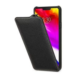 Stilgut LG G7 Thinq Case. Slim Vertical Leather Flip Cover For LG G7 Thinq Black