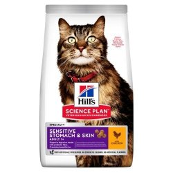Hill's Science Plan Adult Sensitive Stomach & Skin Cat Food Chicken Flavour 1.5KG - 1.5KG