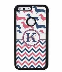 Dachshund Dog Chevron Personalized Black Rubber Phone Case Compatible With Google Pixel 5 Google Pixel 4A 4A 5G 4 XL Google Pixel 4 XL