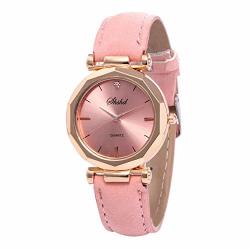 Womens Leather Watch Fashion Casual Watches For Women Waterproof Quartz Ladies Crystal Wrist Watch Pink