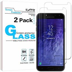 Katin Galaxy J4 2018 Screen Protector - 2-PACK Tempered Glass Samsung Galaxy J4 2018 Bubble Free With Lifetime Replacement Warranty