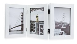 Frametory 5X7 Inch Hinged Picture Frame With Glass Front - Made To Display Three 5X7 Inch Pictures Stands Vertically On Desktop Or Table Top