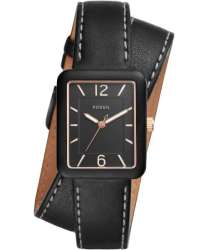 Fossil Atwater Black Double Wrap Leather Ladies Watch