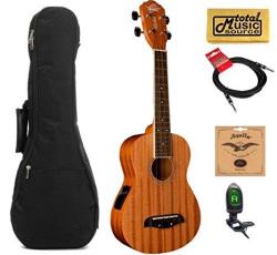 Oscar Schmidt OU2TE Tenor Electric Ukulele All Mahogany W padded Gigbag Tuner Strings Cable & PC