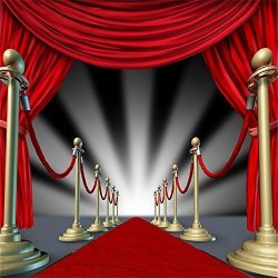 Aofoto 10X10FT Stage Fence Photography Background Red Carpet Backdrop Event Abstract Velvet Curtain Award Ceremony Party Decoration Celebration Activity Banner Photo Shoot Studio Props