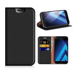 Samsung Galaxy A5 2017 Wallet Case Mobesv Samsung A5 2017 Leather Case phone Flip Book Cover viewing Stand card Holder For Samsung Galaxy A5 2017 Black