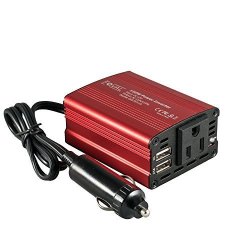 Enkey 150W Car Power Inverter DC 12V to 110V AC Converter with 3.1A Dual USB Charger Blue 