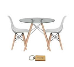 3PC Round Glass Dining Table + Keyring