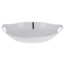 White Oval Serving Bowl With Handles