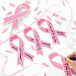Llxieym Breast Cancer Awareness Pink Paper Ribbon Cutouts Pink Ribbon Cutouts Paper Cards 60 Pieces