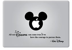Walt Disney All Our Dreams Can Come True Vinyl Decal Apple Macbook Laptop 13" Mac Black