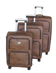 Acesa Classy Luggage Set Of 3 Pu Leather Travel Suitcase Set - Brown